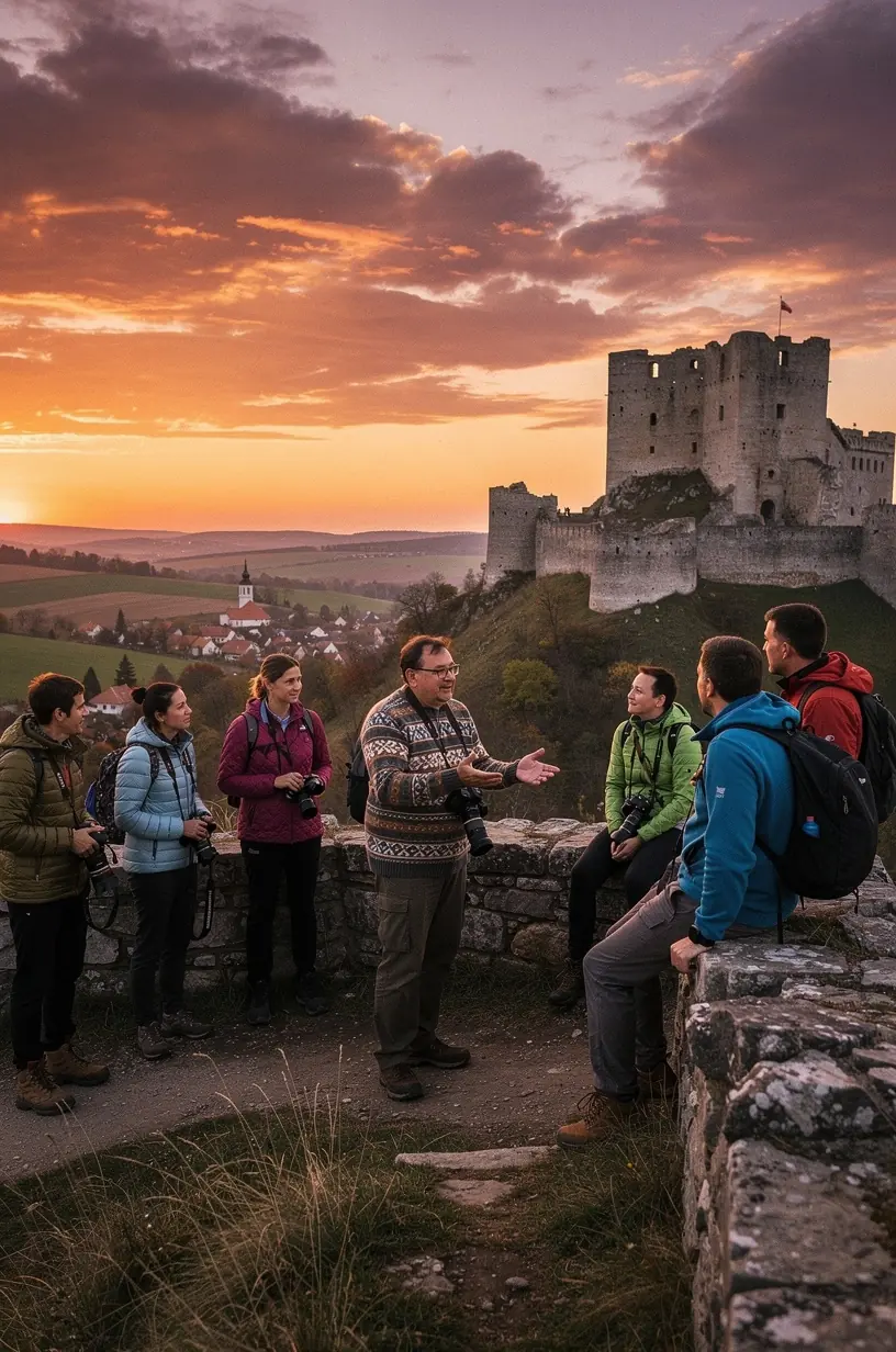 Náučný panel s mapou a informáciami o okolitých prírodných a historických pamiatkach.